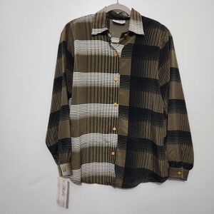 Vintage Monica NWT Deadstock Blouse Womens 10 Geometric Colorblock 80s 90s Shirt
